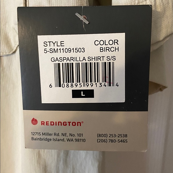 Redington Beige Short Sleeve Shirt size L brand new length 32” pit to pit 44” - Picture 4 of 8